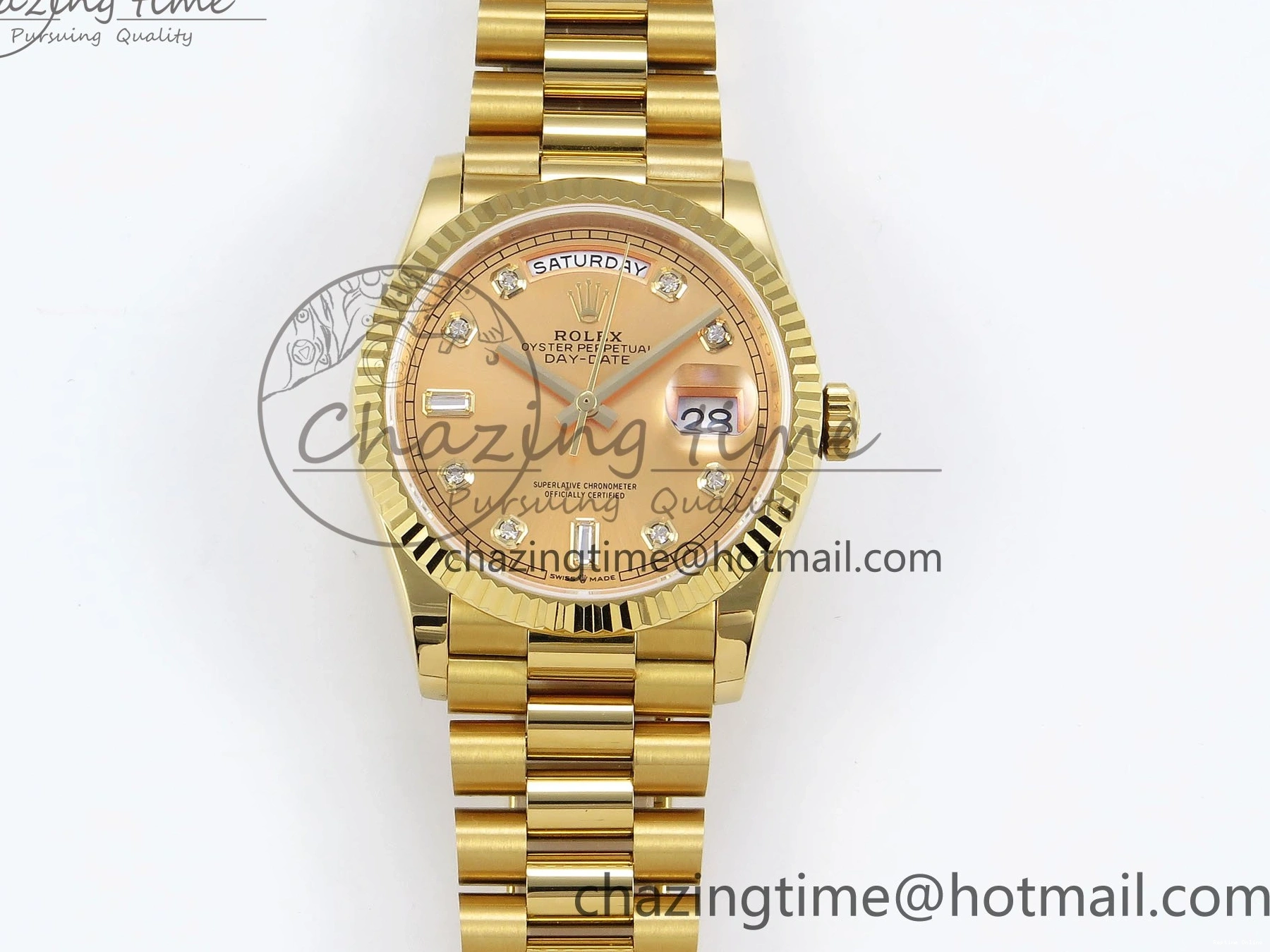 0121 StreetReady Day Date 36 YG TWSF Best Edition YG Diamonds Dial on YG Bracelet A 1616